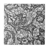 Art Nouveau Acanthus Leaves en Flowers, Grey Tegeltje (Voorkant)