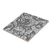 Art Nouveau Acanthus Leaves en Flowers, Grey Tegeltje (Zijkant)