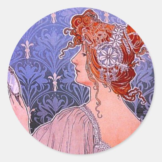 Art nouveau Advertentie Ronde Sticker (Voorkant)