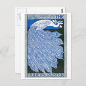  Art Nouveau Adverteren Poster - Peacock Briefkaart (Voorkant / Achterkant)