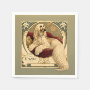 Art Nouveau Afghaanse Windhond Portret Servet