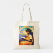 Art Nouveau Afro-Amerikaans meisje lezen van een b Tote Bag (Achterkant)