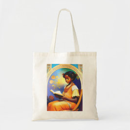 Art Nouveau Afro-Amerikaans meisje lezen van een b Tote Bag