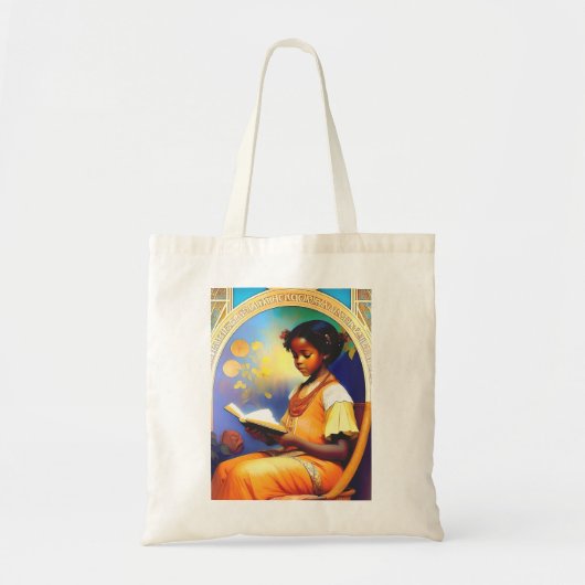 Art Nouveau Afro-Amerikaans meisje lezen van een b Tote Bag (Voorkant)