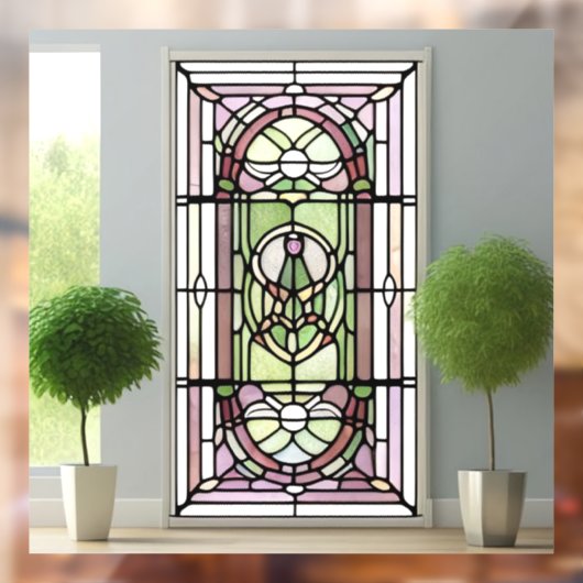 Art Nouveau AI Art Glas in lood raambekleding Raamsticker (Vel 2)