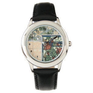 Art Nouveau, Akelei Aquilegia Bloemen Horloge