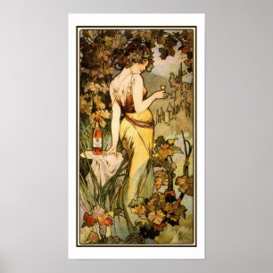 Art Nouveau Alfons Mucha, cognac 10 x 18 inch Poster