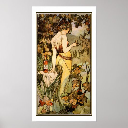 Art Nouveau Alfons Mucha, cognac 10 x 18 inch Poster (Voorkant)