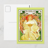 Art Nouveau Alfons Mucha, druk in Parijs en Briefkaart (Voorkant / Achterkant)