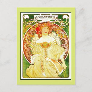 Art Nouveau Alfons Mucha, druk in Parijs en Briefkaart