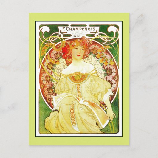 Art Nouveau Alfons Mucha, druk in Parijs en Briefkaart (Voorkant)