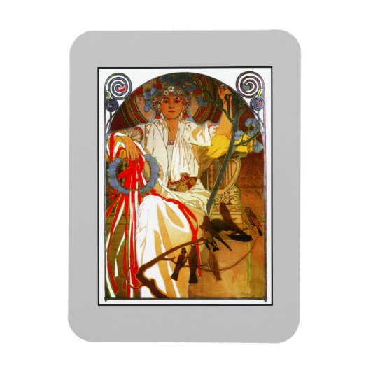 Art Nouveau Alfons Mucha Lentefestival Magneet (Verticaal)