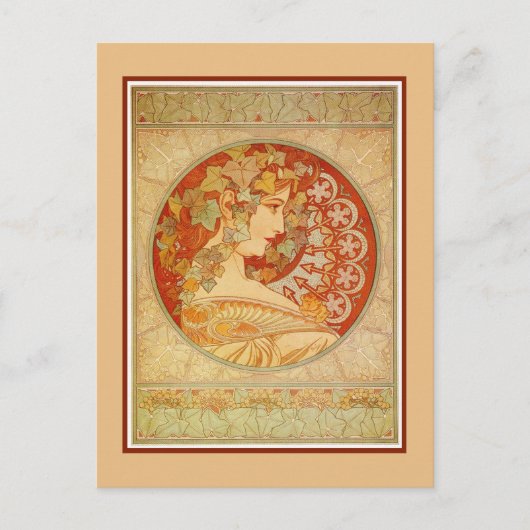 Art Nouveau Alfons Mucha, model Ivy Briefkaart (Voorkant)