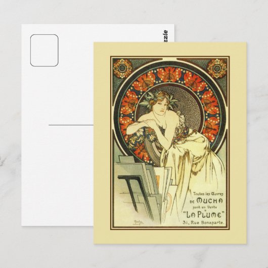 Art Nouveau Alfons Mucha, portefeuille en Briefkaart (Voorkant / Achterkant)