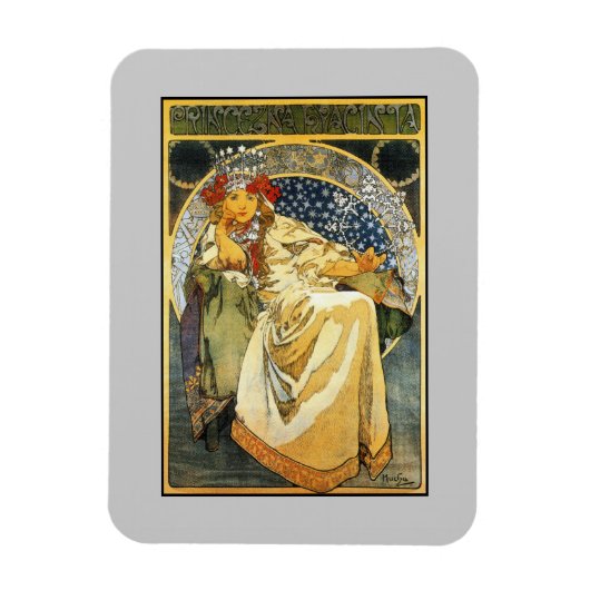 Art Nouveau Alfons Mucha Princess Hyacinth Magneet (Verticaal)
