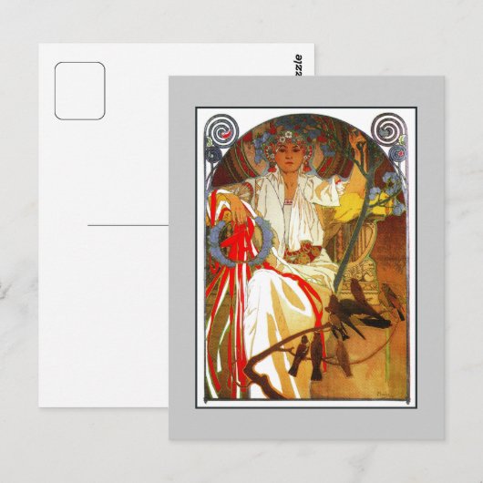 Art Nouveau Alfons Mucha Spring festival Briefkaart (Voorkant / Achterkant)