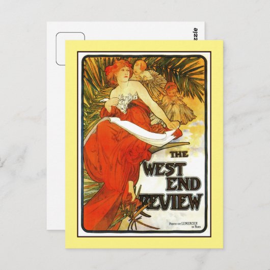 Art Nouveau Alfons Mucha, tijdschrift en Briefkaart (Voorkant / Achterkant)