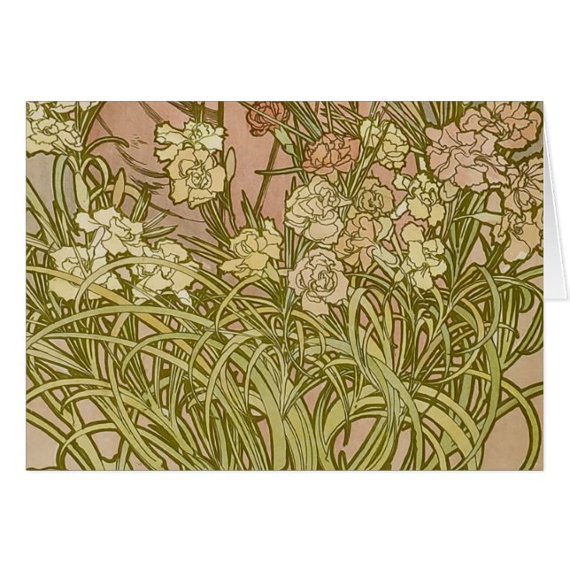 Art Nouveau Alfonse Mucha Bloem anjer bloemen (Voorkant Horizontaal)