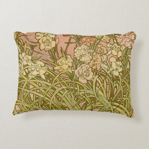 Art Nouveau Alfonse Mucha Bloem anjer bloemen Accent Kussen