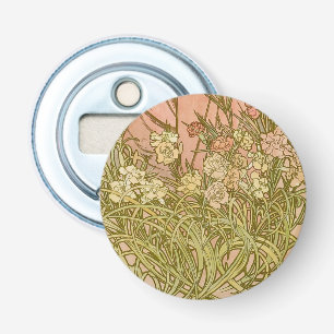 Art Nouveau Alfonse Mucha Bloem anjer bloemen Button Flesopener
