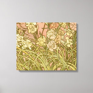 Art Nouveau Alfonse Mucha Bloem anjer bloemen Canvas Afdruk