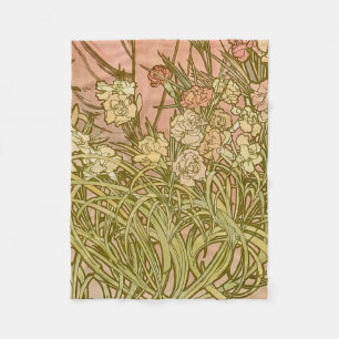 Art Nouveau Alfonse Mucha Bloem anjer bloemen Fleece Deken
