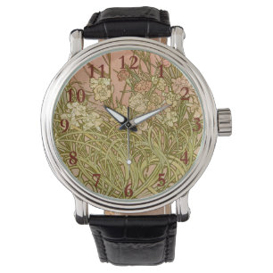 Art Nouveau Alfonse Mucha Bloem anjer bloemen Horloge