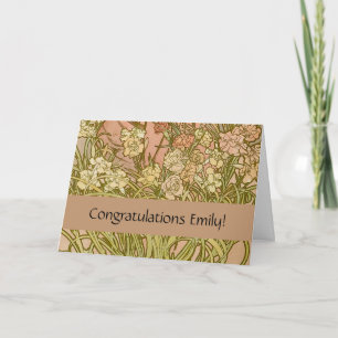 Art Nouveau Alfonse Mucha Bloem anjer bloemen Kaart