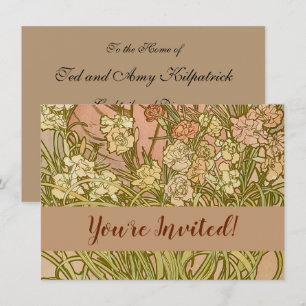 Art Nouveau Alfonse Mucha Bloem anjer bloemen Kaart