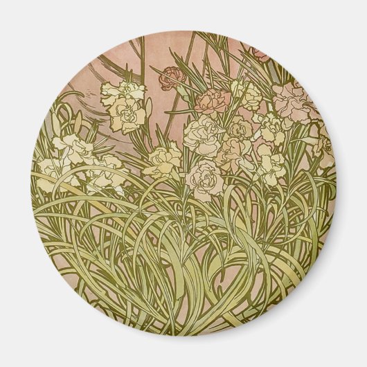 Art Nouveau Alfonse Mucha Bloem anjer bloemen Magneet (Voorkant)