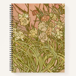 Art Nouveau Alfonse Mucha Bloem anjer bloemen Notitieboek