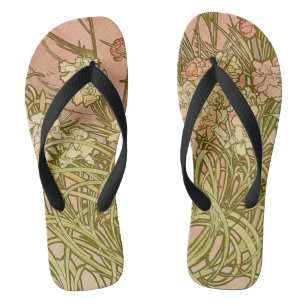 Art Nouveau Alfonse Mucha Bloem anjer bloemen Teenslippers