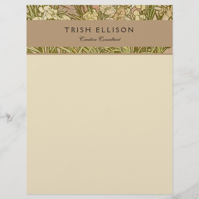 Art Nouveau Alfonse Mucha Bloemanjer bloemen Briefhoofd (Voorkant)