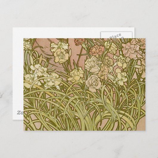 Art Nouveau Alfonse Mucha Bloemanjer bloemen Briefkaart (Voorkant / Achterkant)