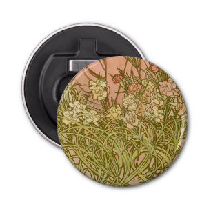 Art Nouveau Alfonse Mucha Bloemanjer bloemen Button Flesopener