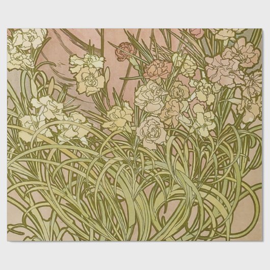 Art Nouveau Alfonse Mucha Bloemanjer bloemen Cadeaupapier (Vlak)