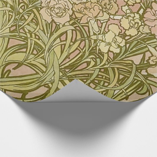 Art Nouveau Alfonse Mucha Bloemanjer bloemen Cadeaupapier (Hoek)