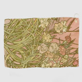 Art Nouveau Alfonse Mucha Bloemanjer bloemen Golfhanddoek (Horizontaal)
