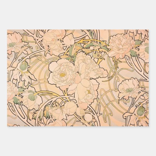 Art Nouveau Alfonse Mucha Bloemanjer bloemen Inpakpapier Vel (Voorkant 3)