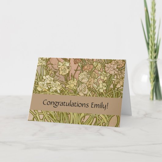 Art Nouveau Alfonse Mucha Bloemanjer bloemen Kaart (Voorkant)