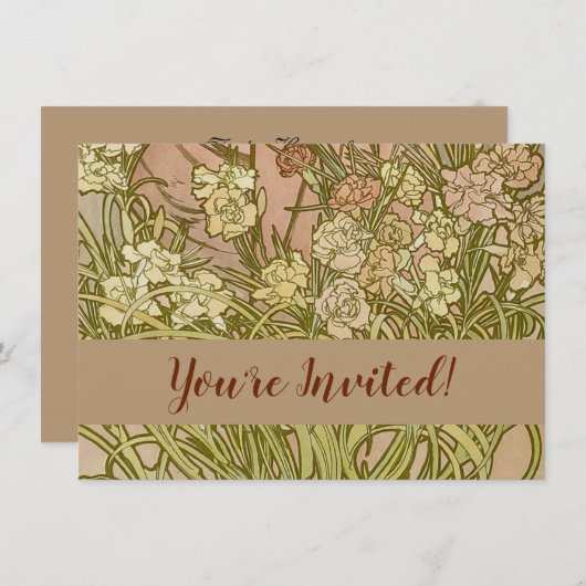 Art Nouveau Alfonse Mucha Bloemanjer bloemen Kaart (Voorkant / Achterkant)