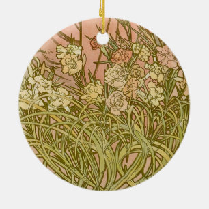 Art Nouveau Alfonse Mucha Bloemanjer bloemen Keramisch Ornament