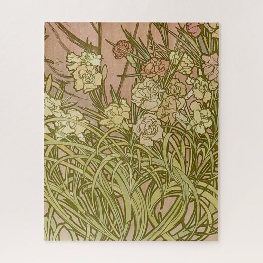 Art Nouveau Alfonse Mucha Bloemanjer bloemen Legpuzzel (Verticaal)