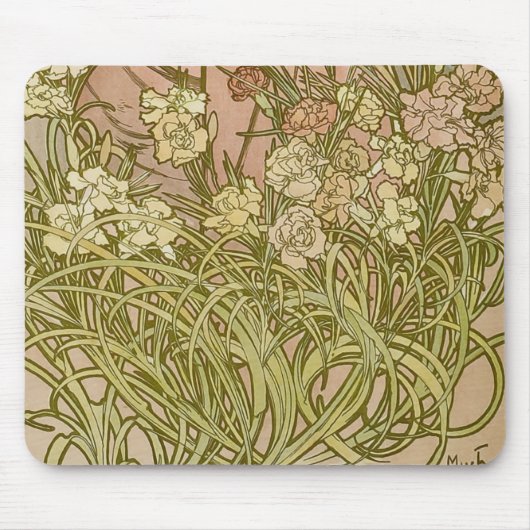 Art Nouveau Alfonse Mucha Bloemanjer bloemen Muismat (Voorkant)