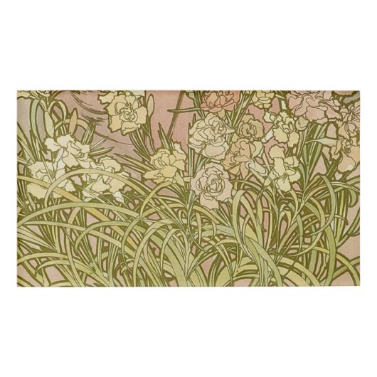 Art Nouveau Alfonse Mucha Bloemanjer bloemen Naambadge (Voorkant)