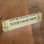 Art Nouveau Alfonse Mucha Bloemanjer bloemen Naambordje (Zijkant)