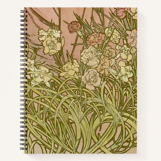 Art Nouveau Alfonse Mucha Bloemanjer bloemen Notitieboek (Voorkant)