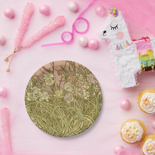 Art Nouveau Alfonse Mucha Bloemanjer bloemen Papieren Bordje (Feest)