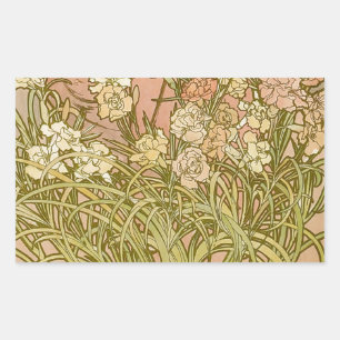 Art Nouveau Alfonse Mucha Bloemanjer bloemen Rechthoekige Sticker