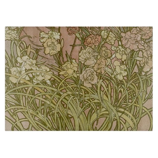 Art Nouveau Alfonse Mucha Bloemanjer bloemen Snijplank (Voorkant)